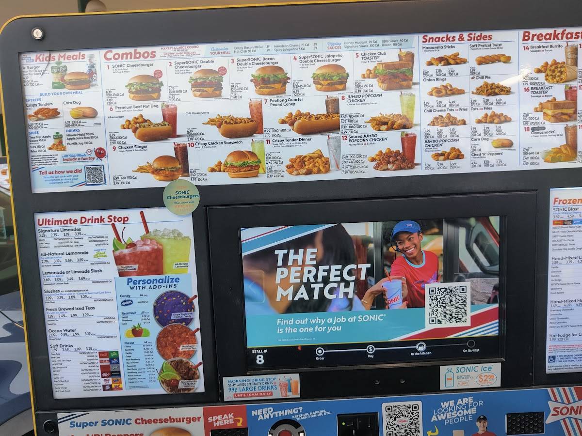 Sonic Drive-In меню