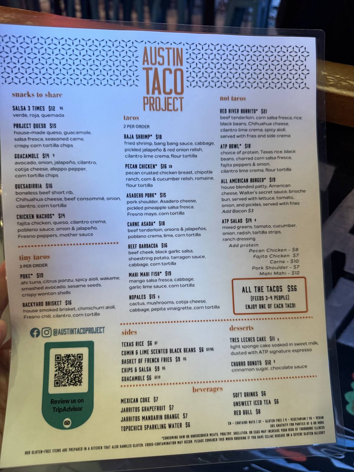 Austin Taco Project меню