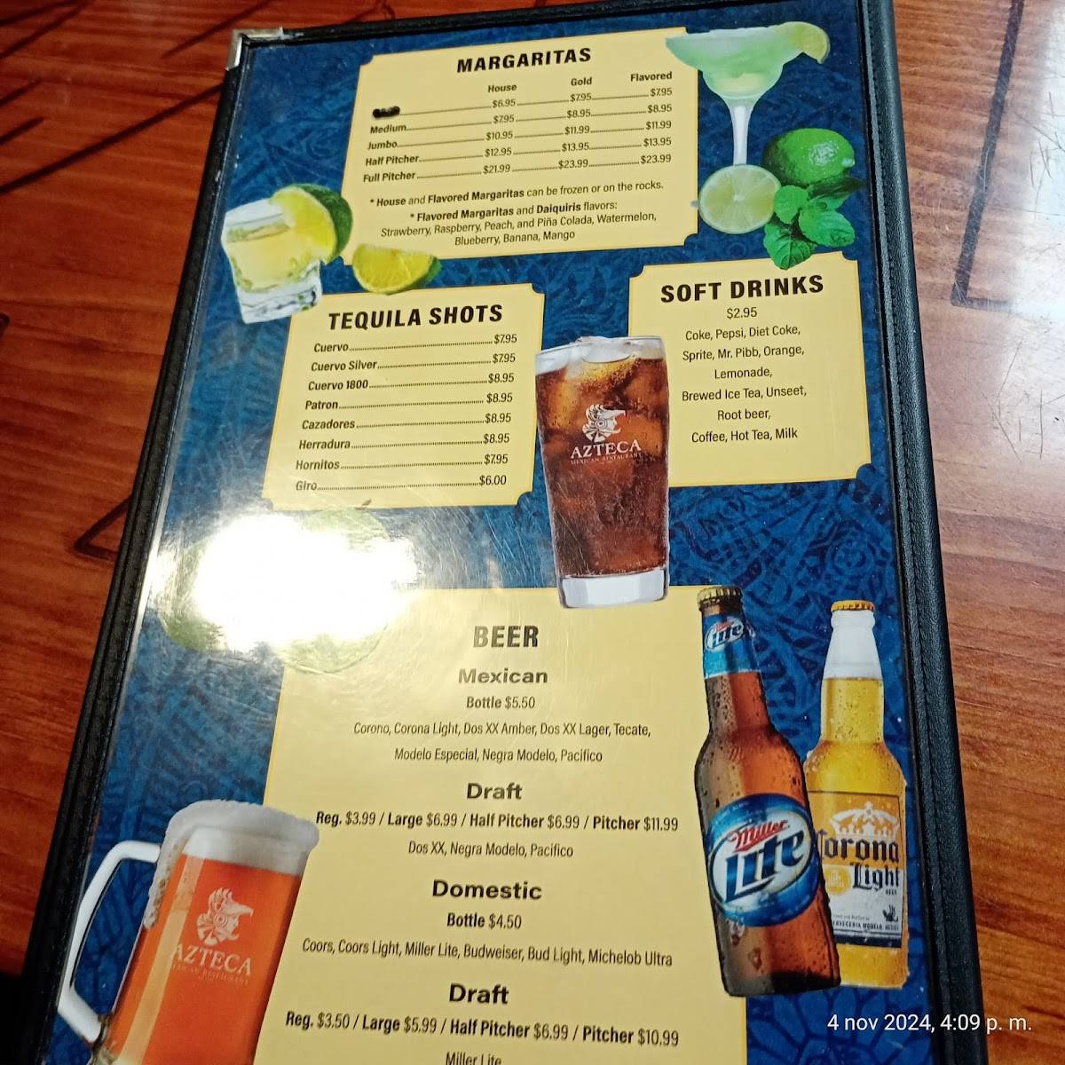 Azteca Mexican Restaurant меню