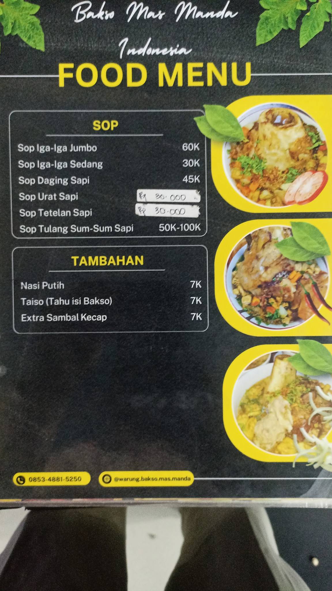 BAKSO MAS MANDA RINGROAD меню