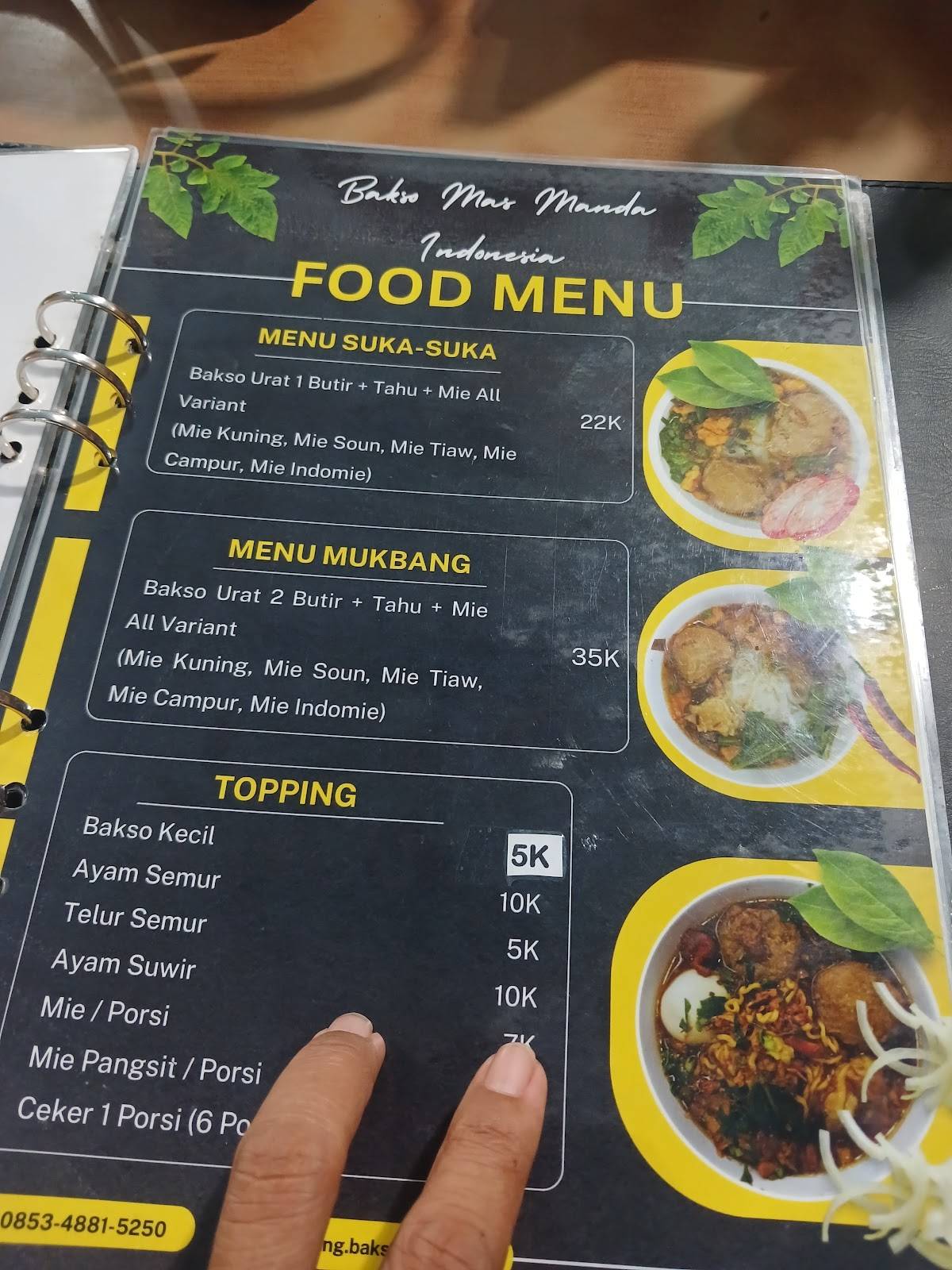 BAKSO MAS MANDA RINGROAD меню