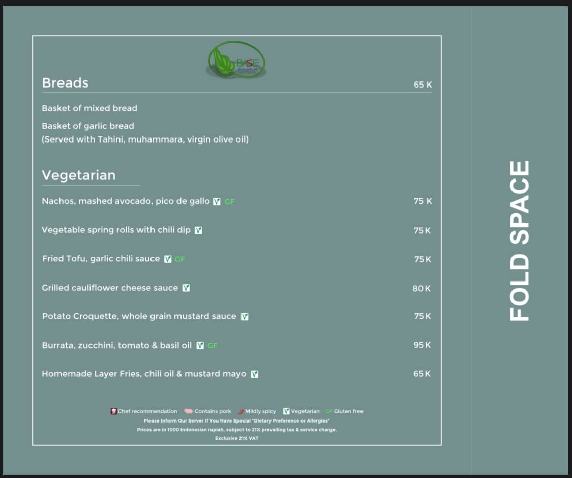 BASE FUSION SPORTS RESTO меню