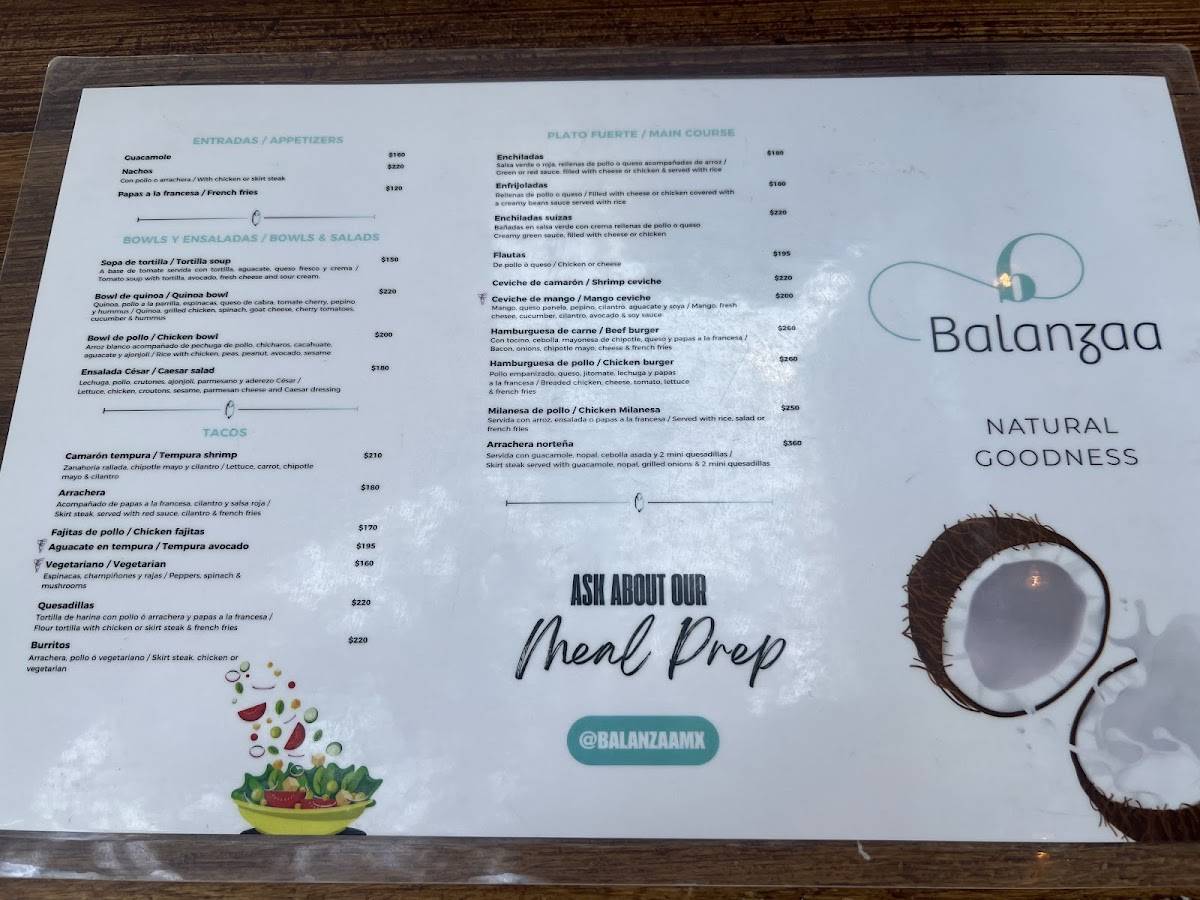 Balanzaa меню