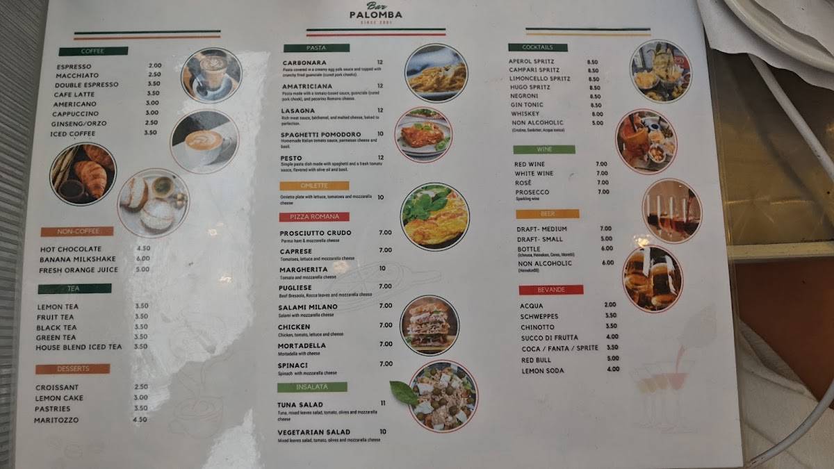 Bar Palomba меню