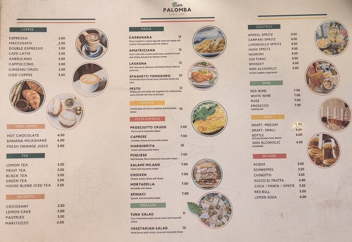 Bar Palomba меню