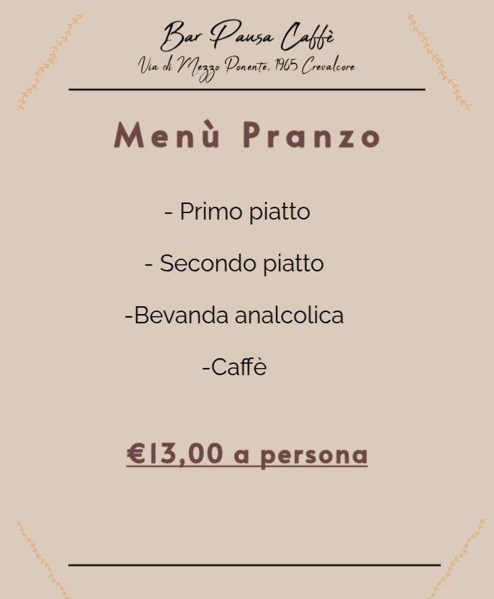 Bar Pausa Caffe' меню