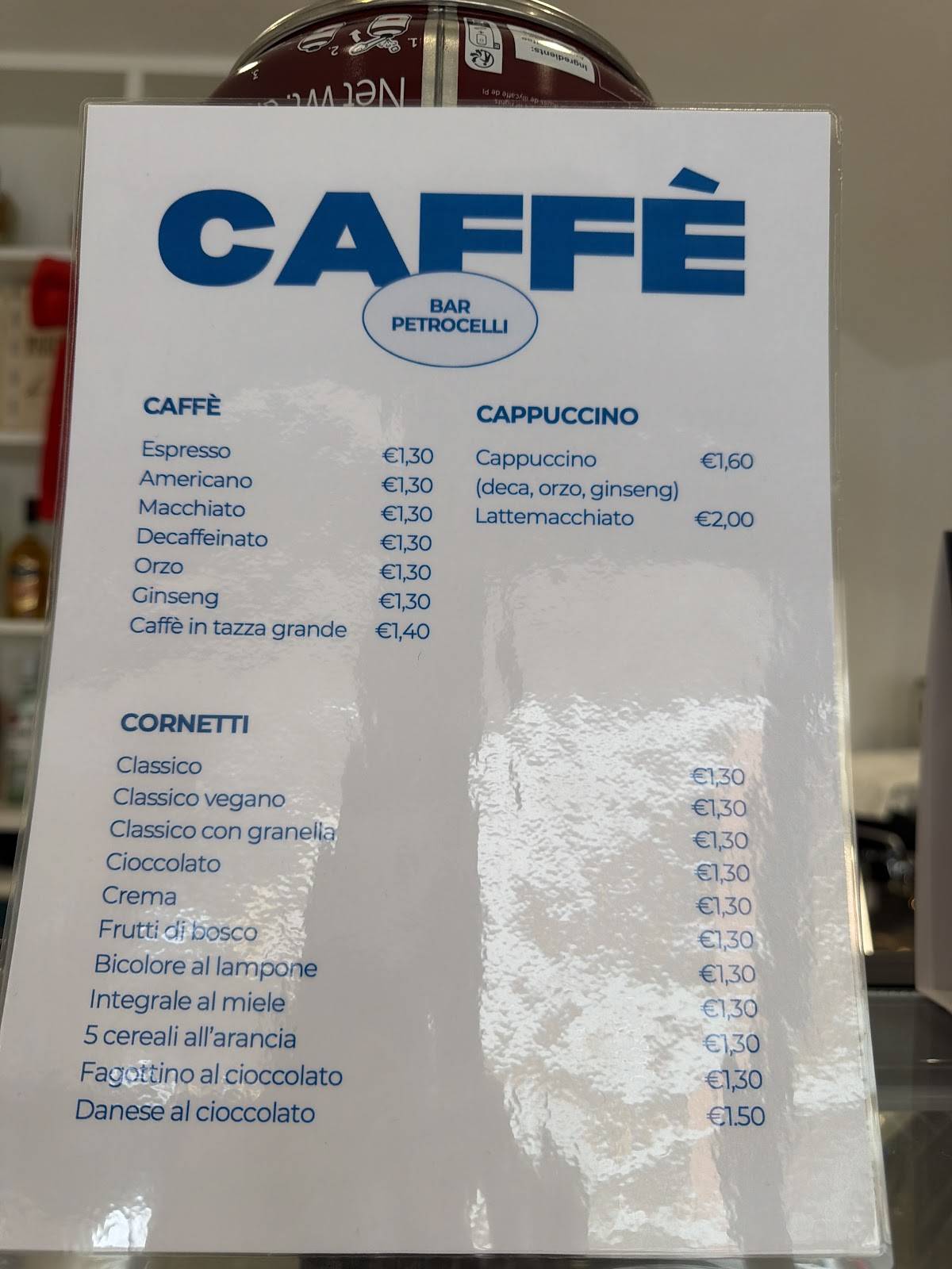 Bar Petrocelli меню