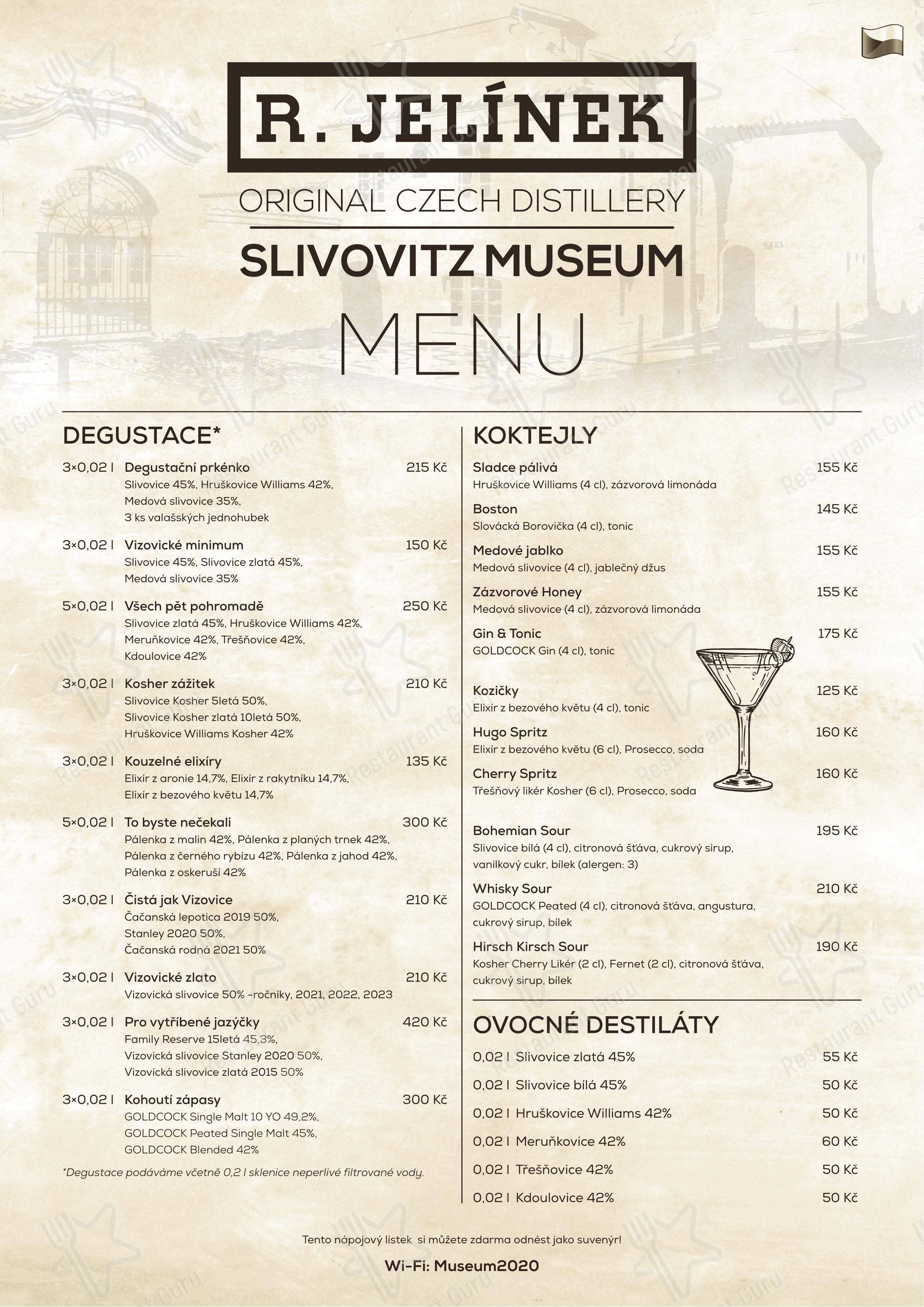 Muzeum Slivovice R. Jelínek в Праге - 菜单