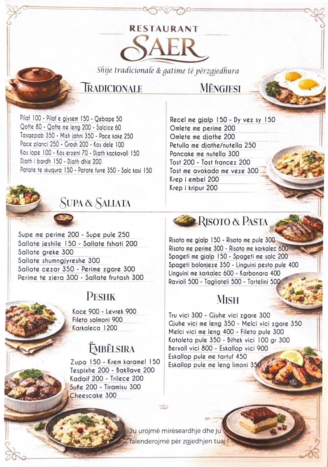 Bar Restorant SAER меню