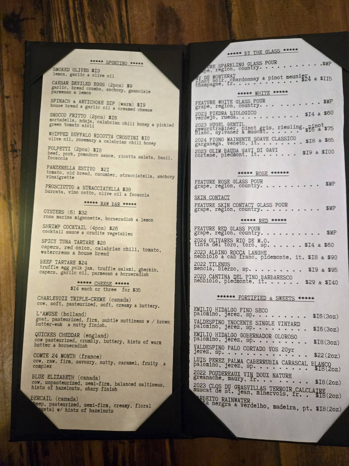 Bar Rocca меню