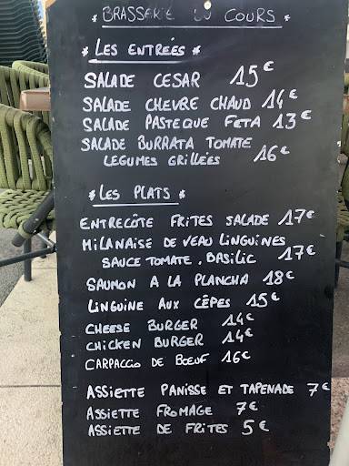 Bar du Cours меню