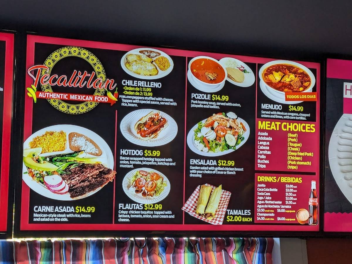 Tecalitlán Mexican Restaurant меню