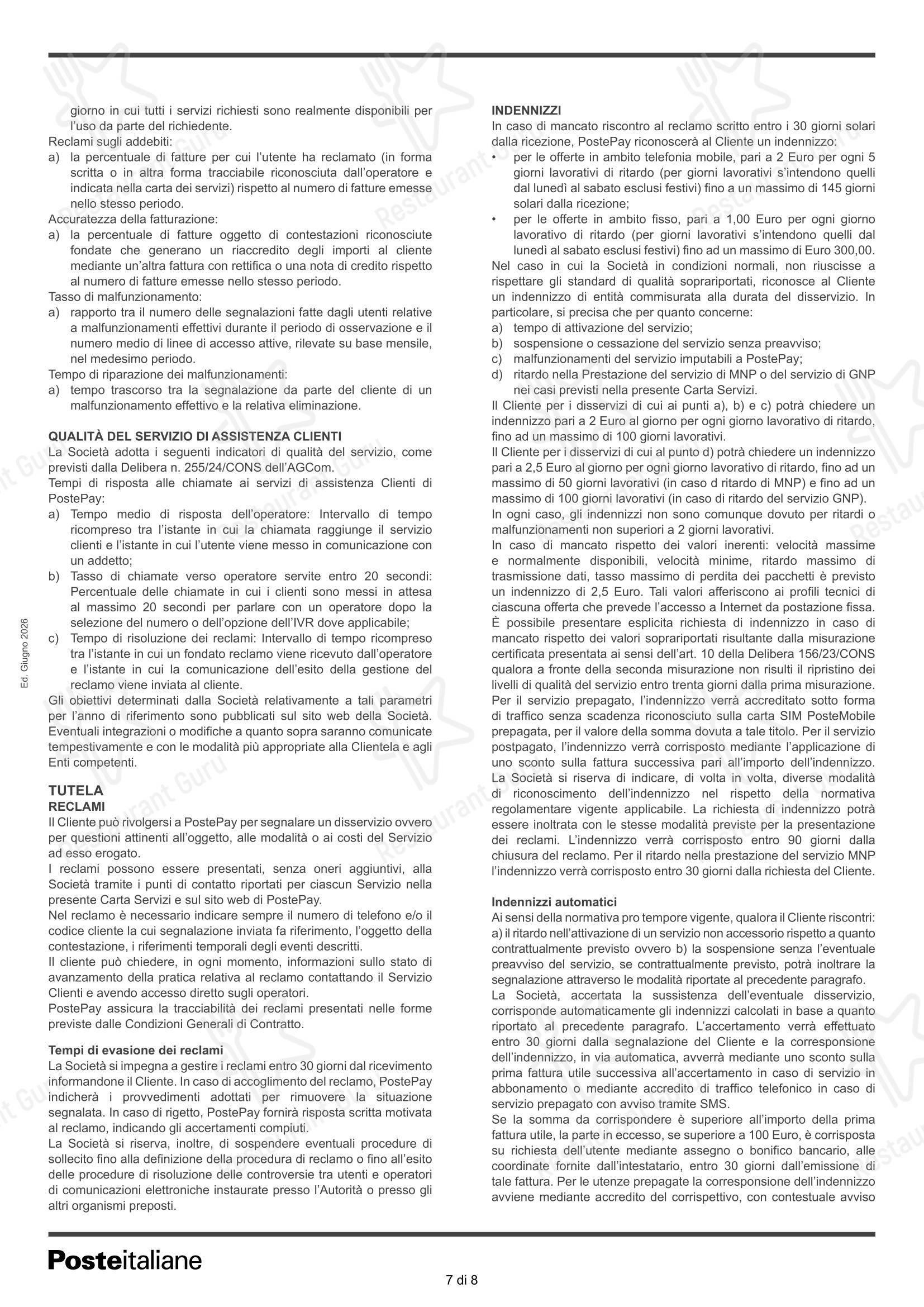 Меню пиццерии Bibikiu в Риме