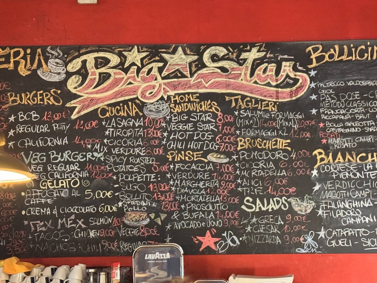 Big Star Bar Diner меню