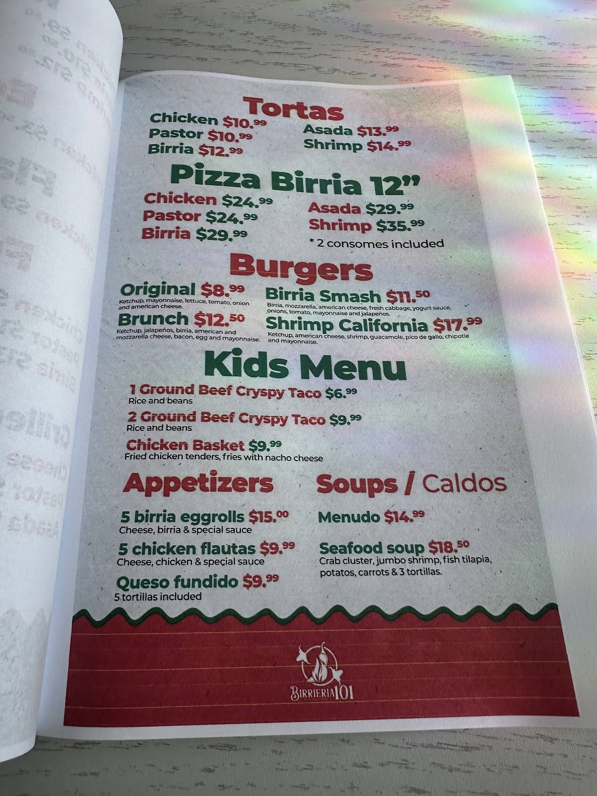 Birrieria 101 Inman SC меню