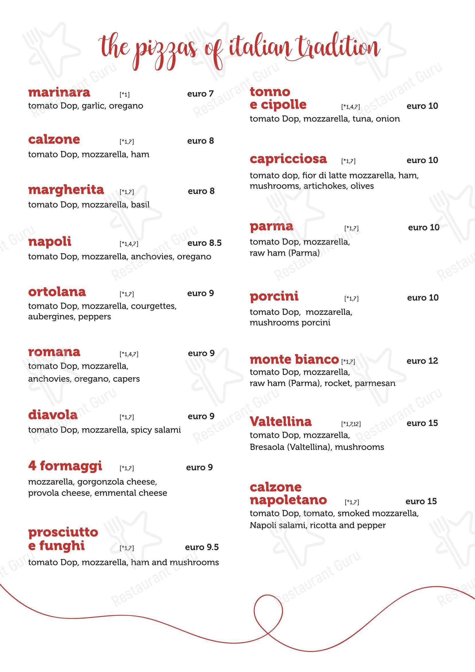 Bistrot Pizzeria Umami в Бормио - Меню