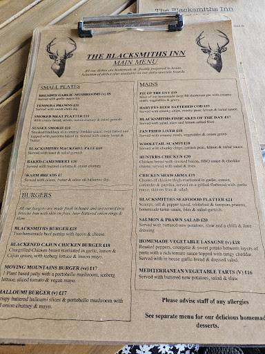 Blacksmiths Inn Ninfield меню