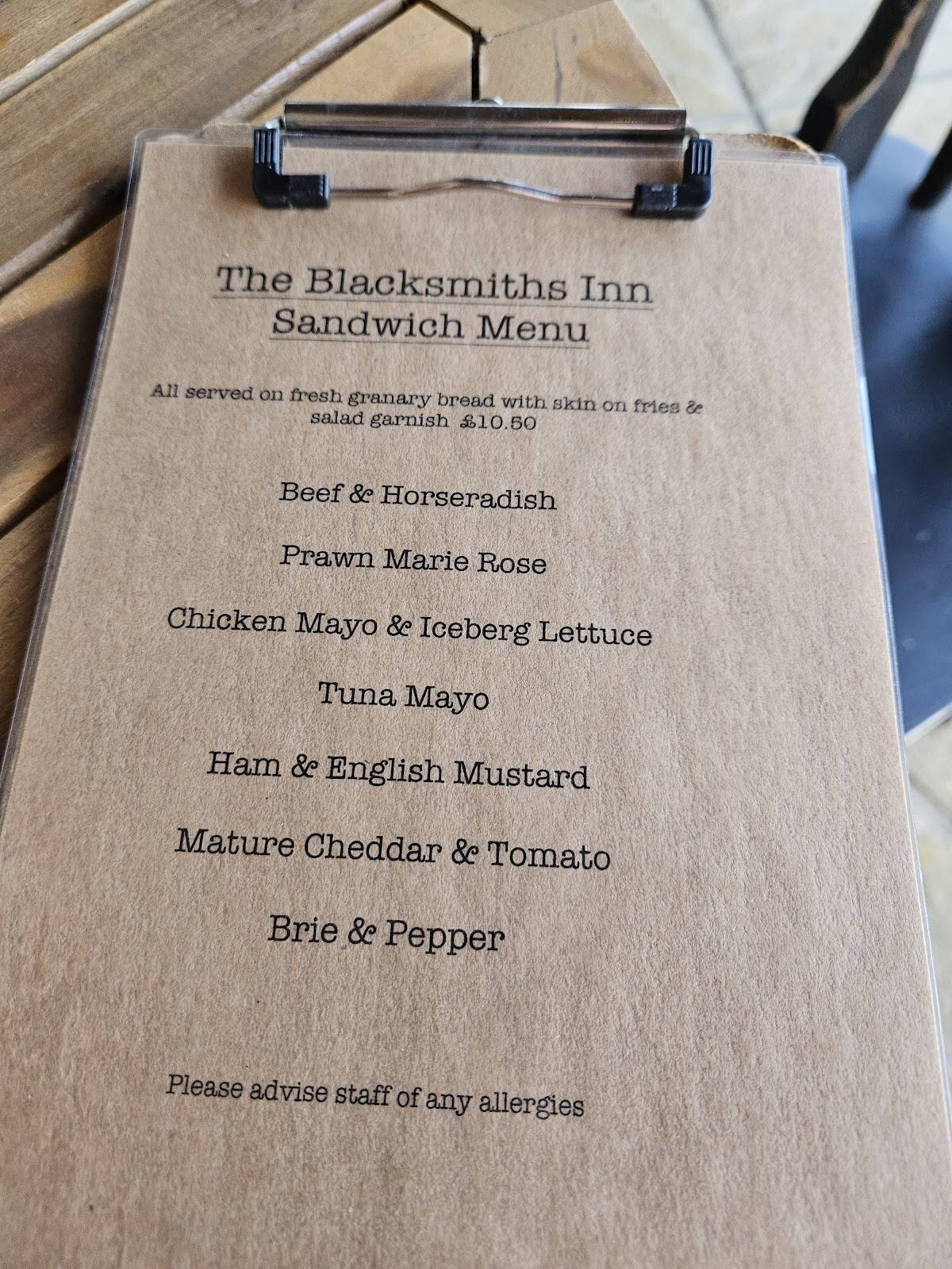 Blacksmiths Inn Ninfield меню