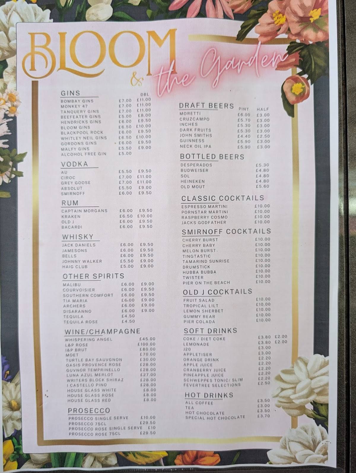 Bloom Bar меню