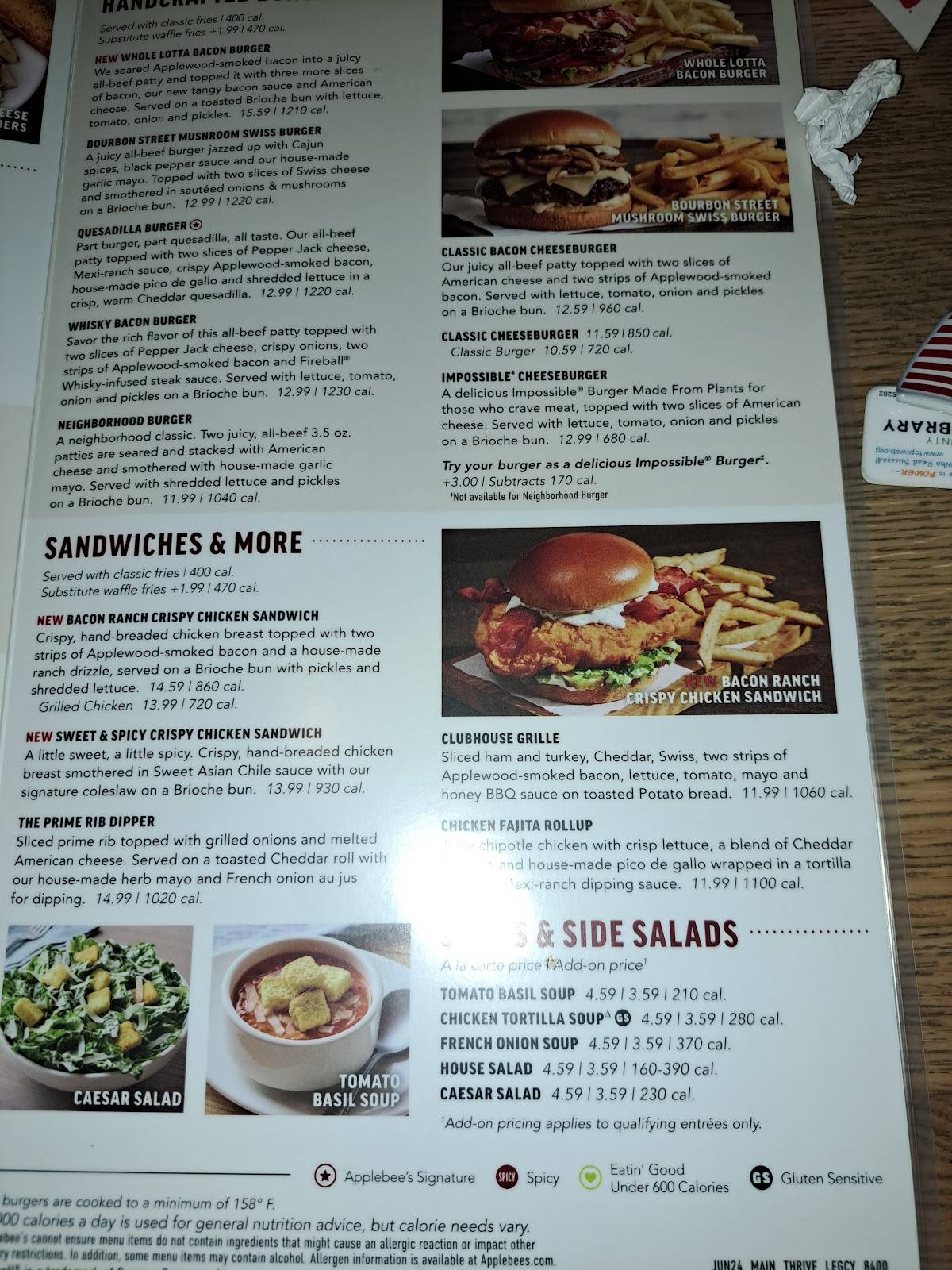Applebee's Grill + Bar меню
