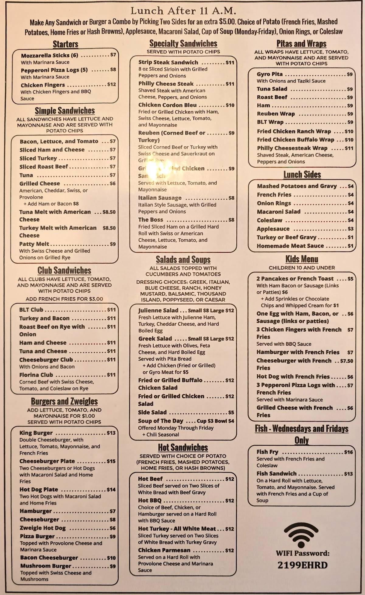 Bob's Diner меню