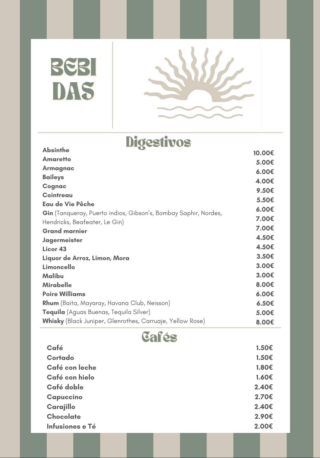 Bodega El Típic меню