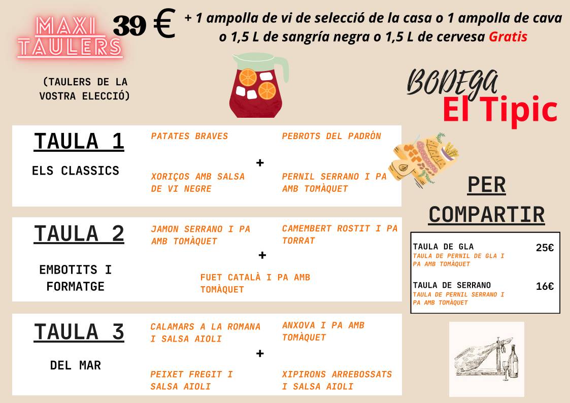Bodega El Típic меню