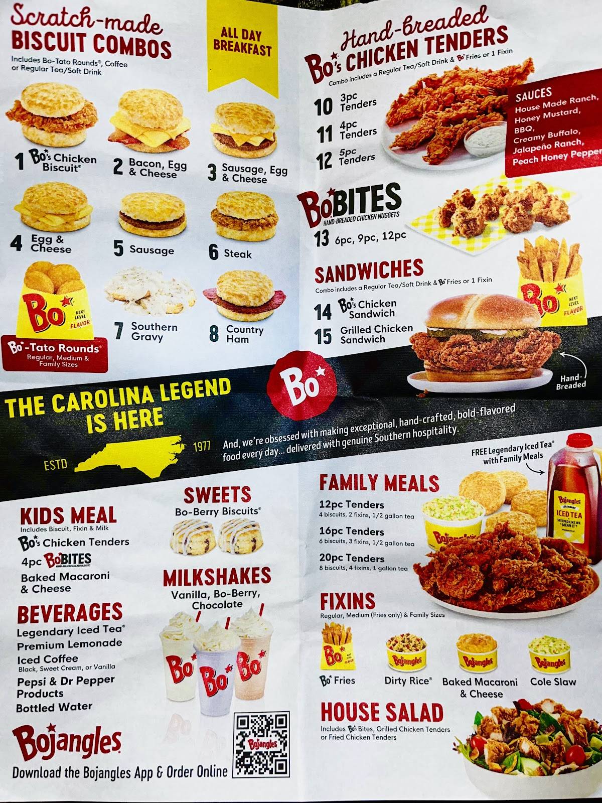 Bojangles меню