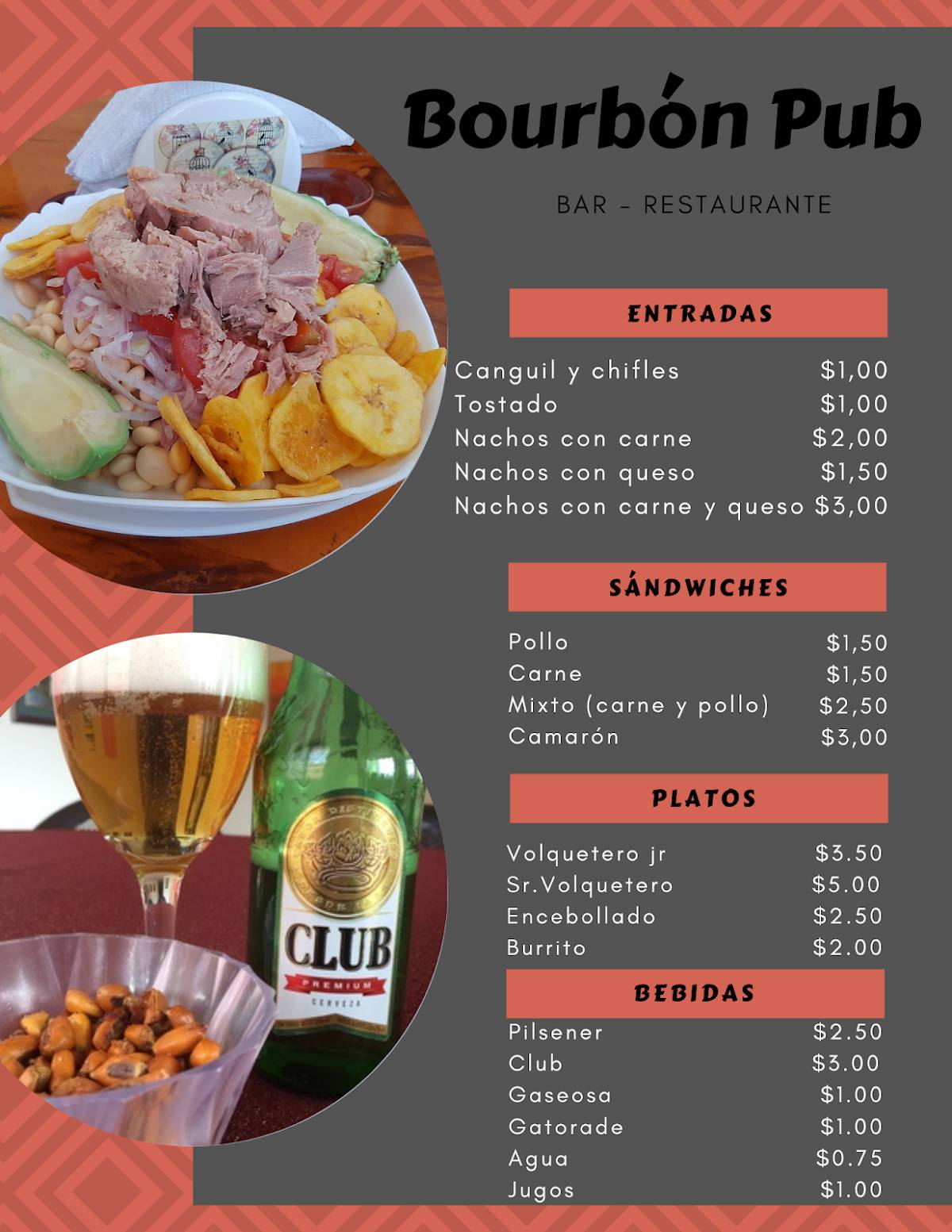 Bourbón Pub меню