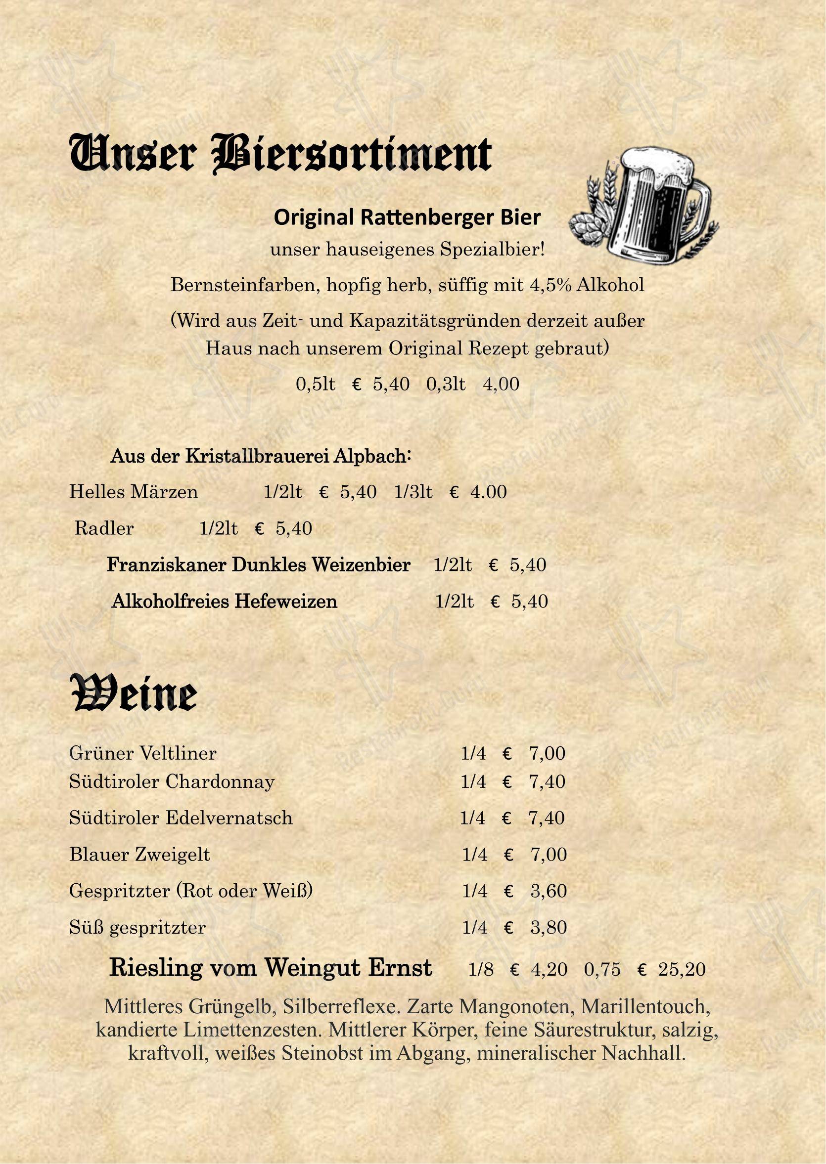 Меню ресторана Brauhaus