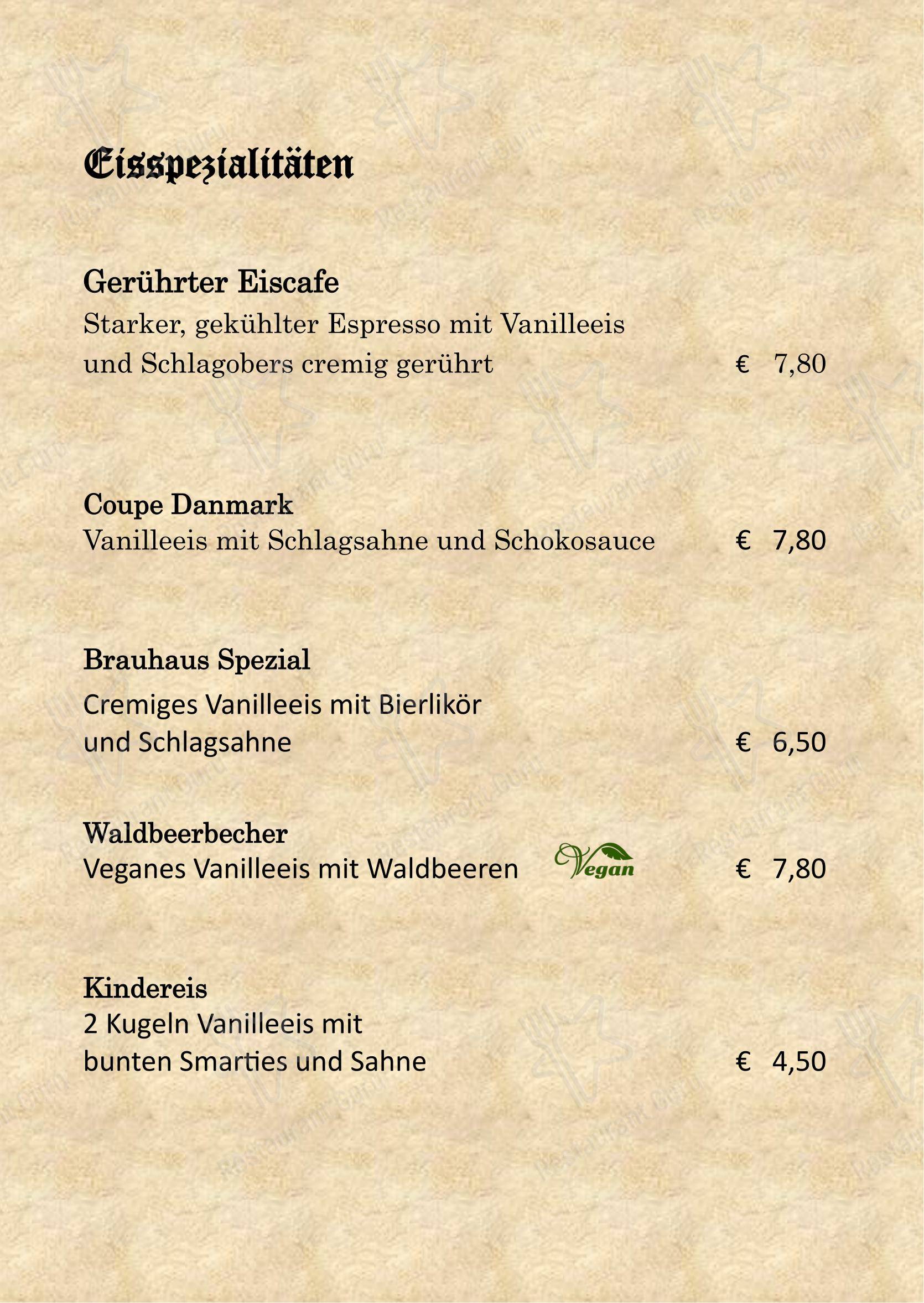 Меню ресторана Brauhaus - Меню