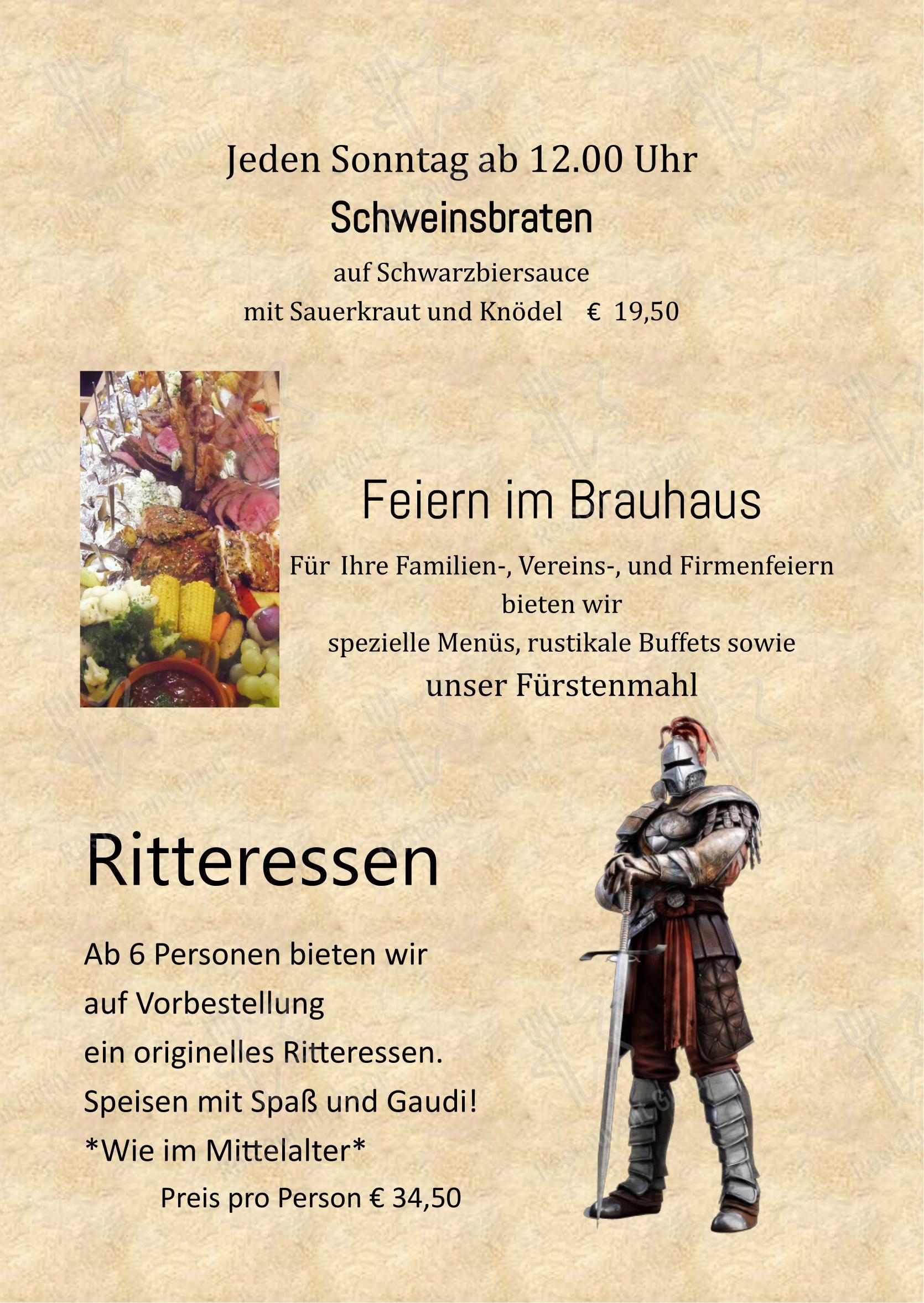Brauhaus в Раттенберге - Меню