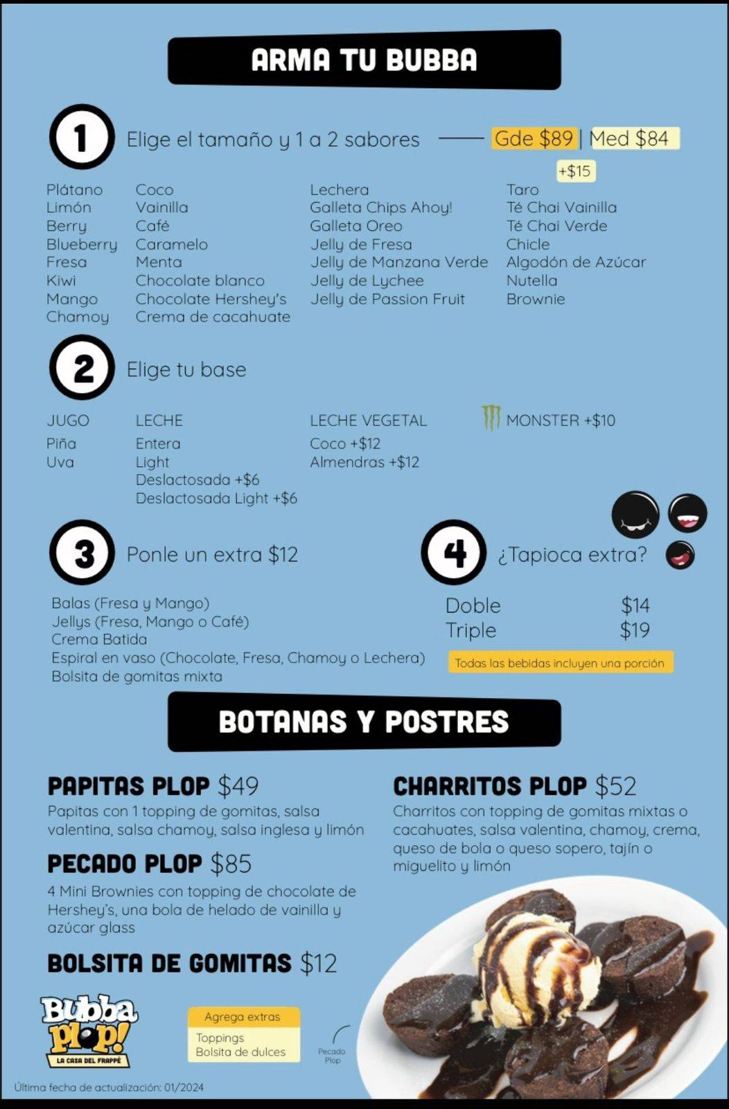 Bubbaplop! Villas - Frappés con Tapioca меню