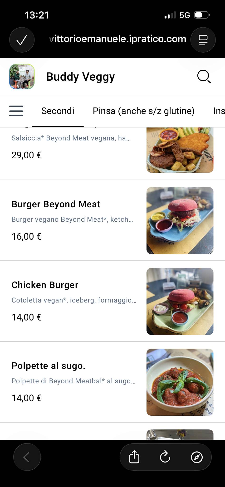 Buddy Veggy Restaurant Cafè меню