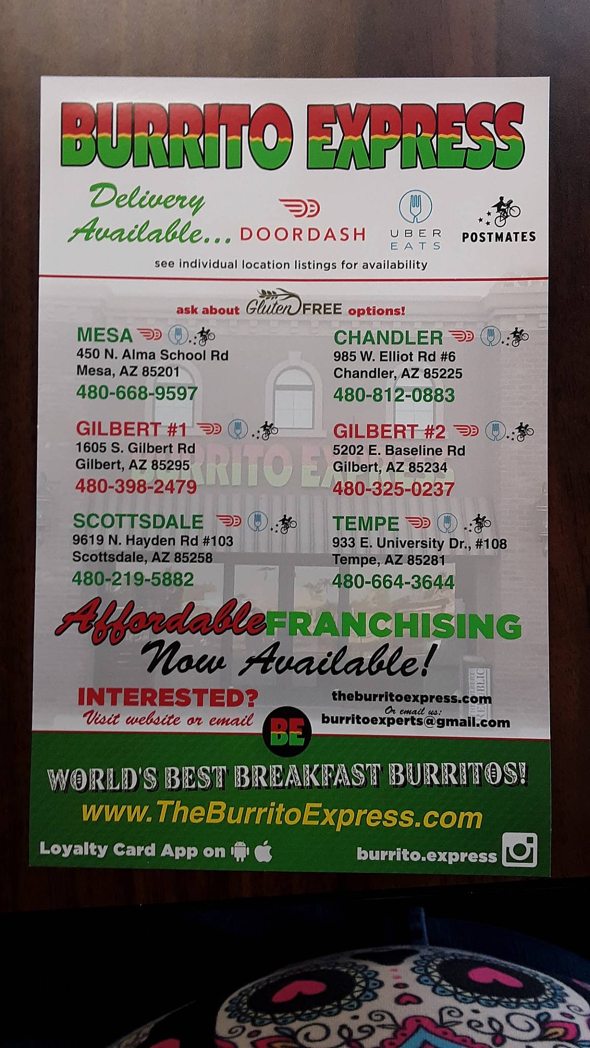 Burrito Express Gilbert меню