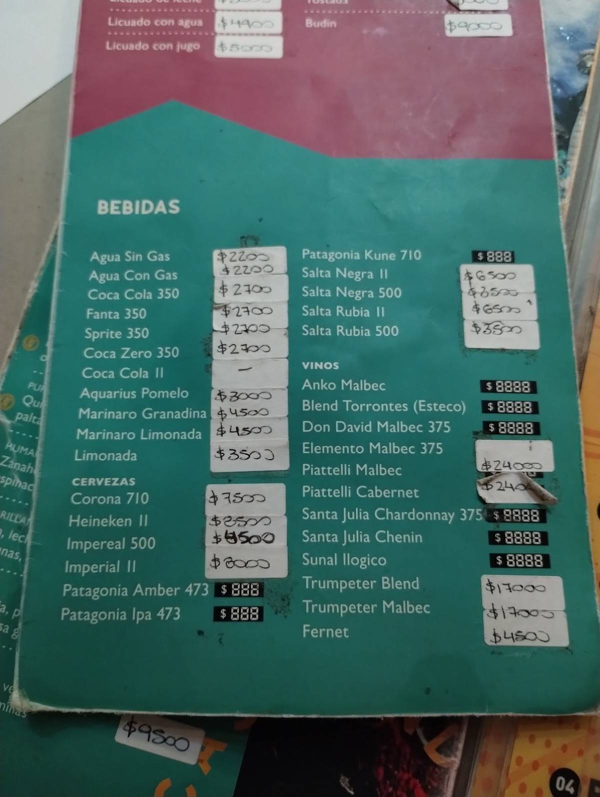 CASABINDO меню