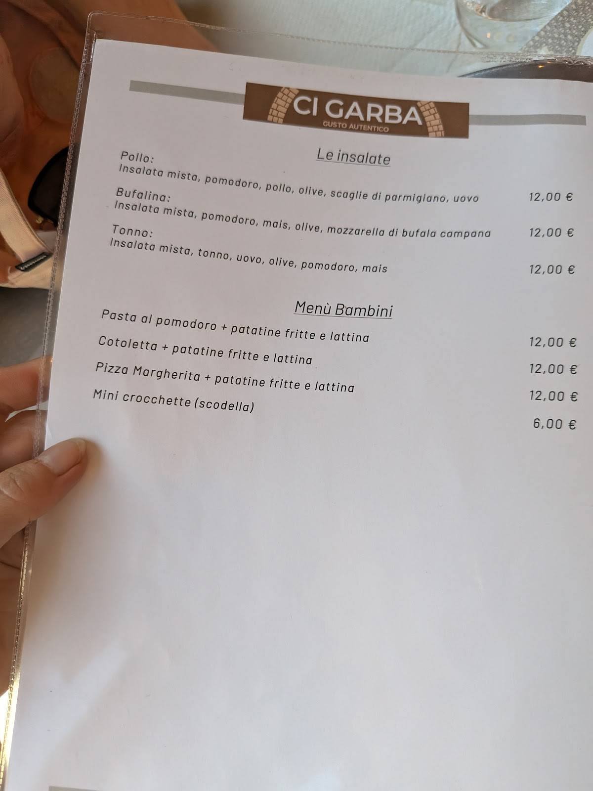 Ci Garba меню