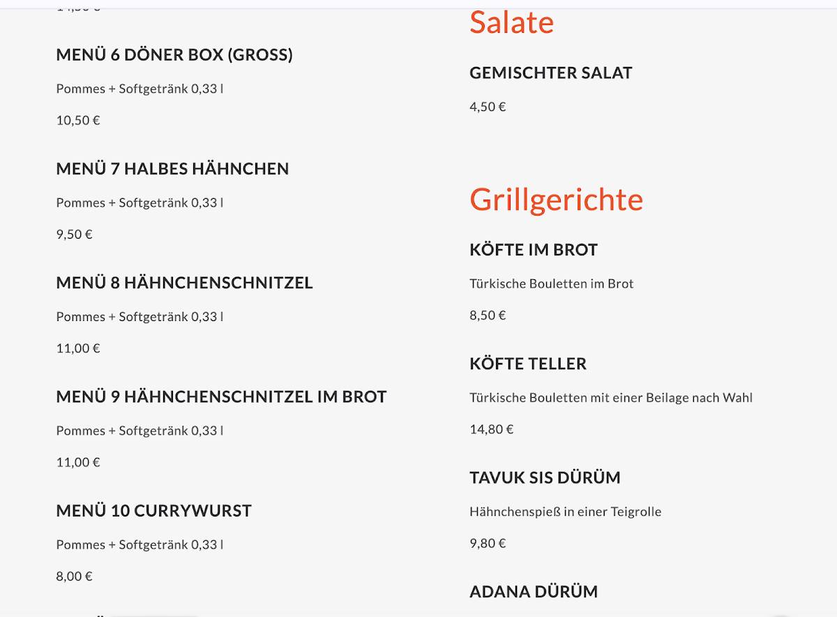 CONTI GRİLLHAUS RESTAURANT меню