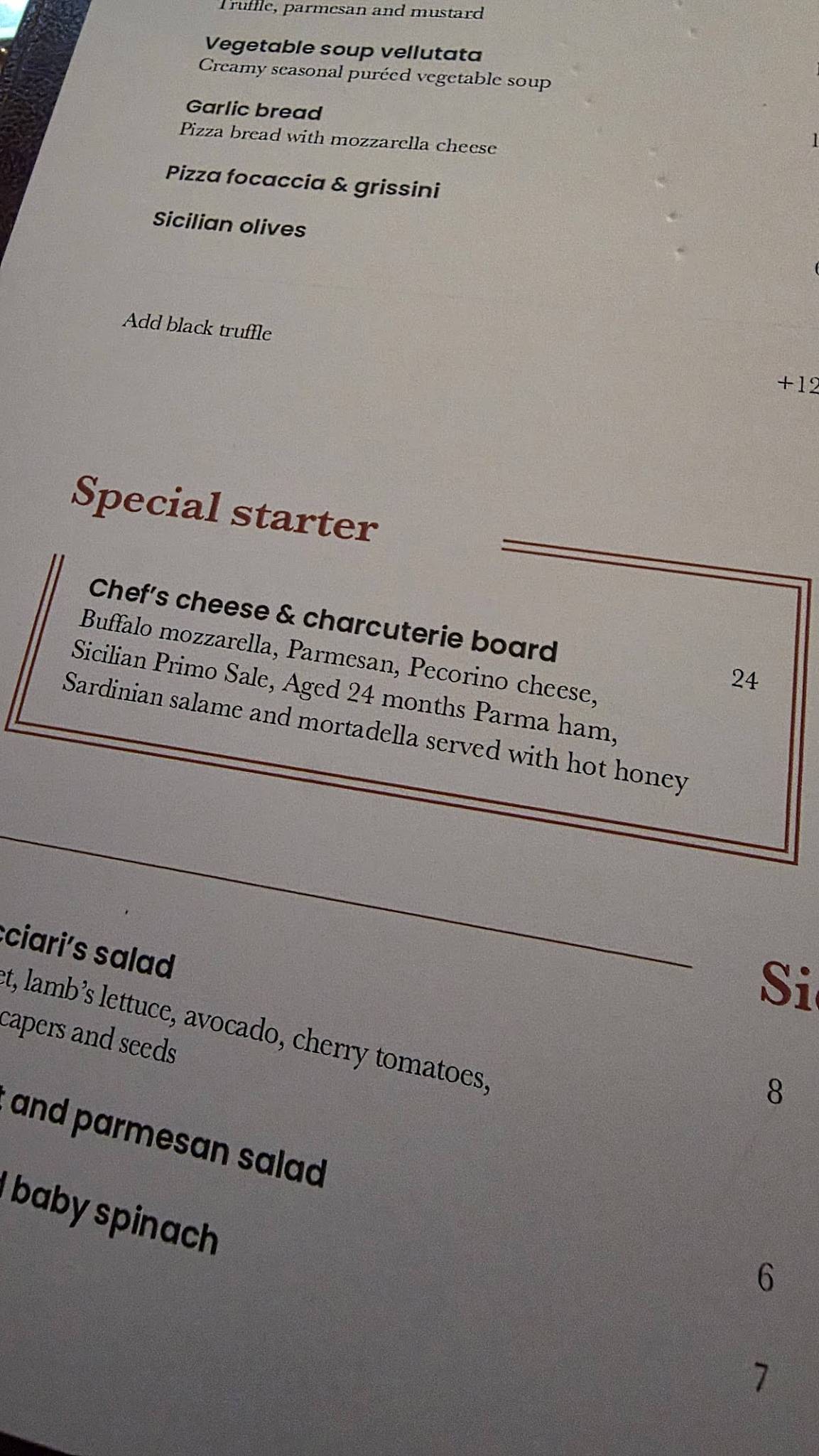 Cacciari's Restaurant меню
