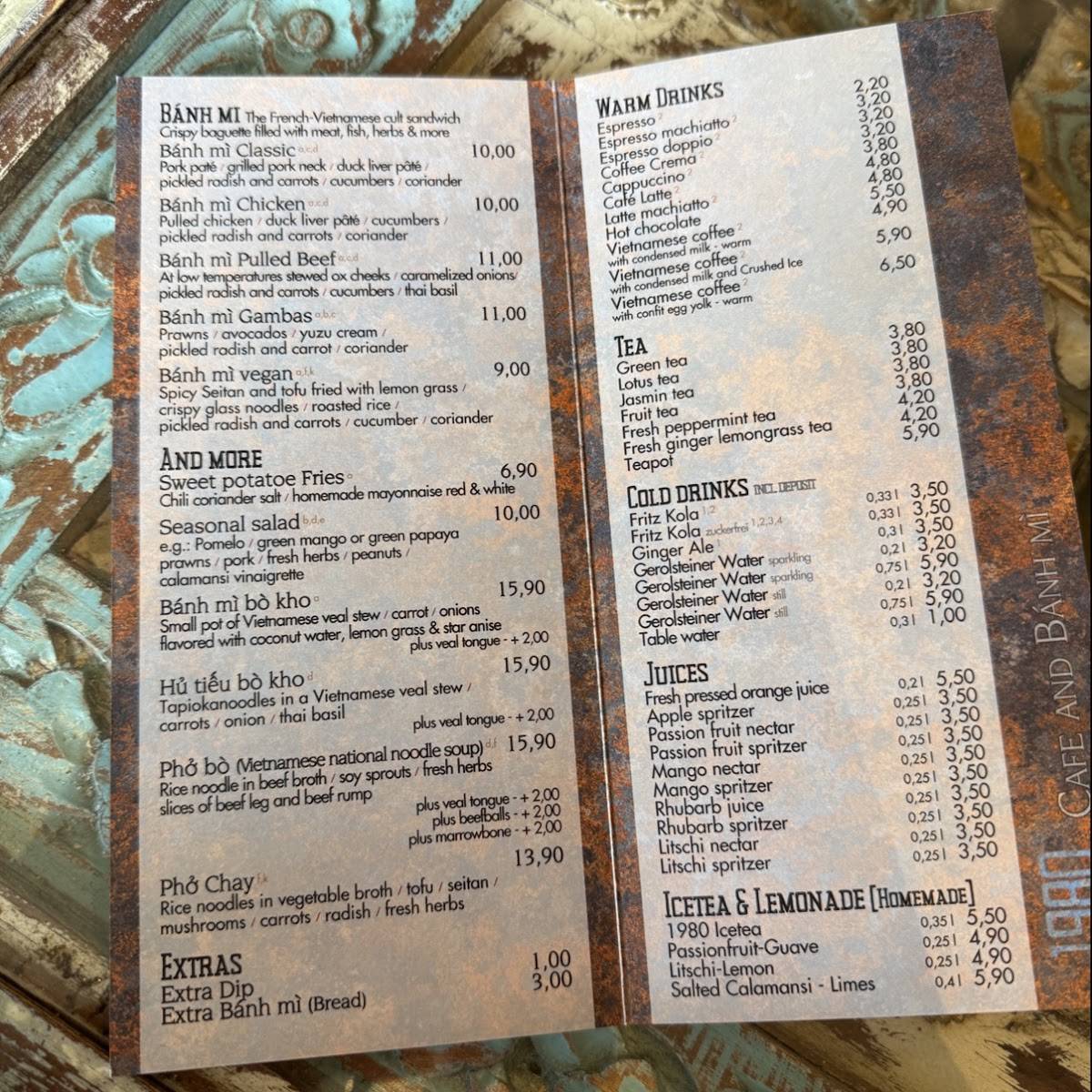 1980 – Cafe und Bánh Mì Köln меню