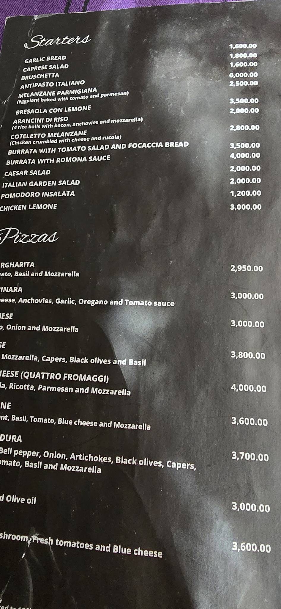 Cafe Rafaella меню
