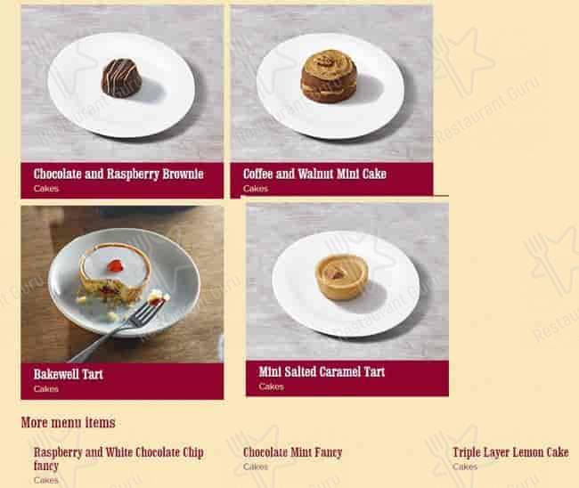 Costa Coffee меню
