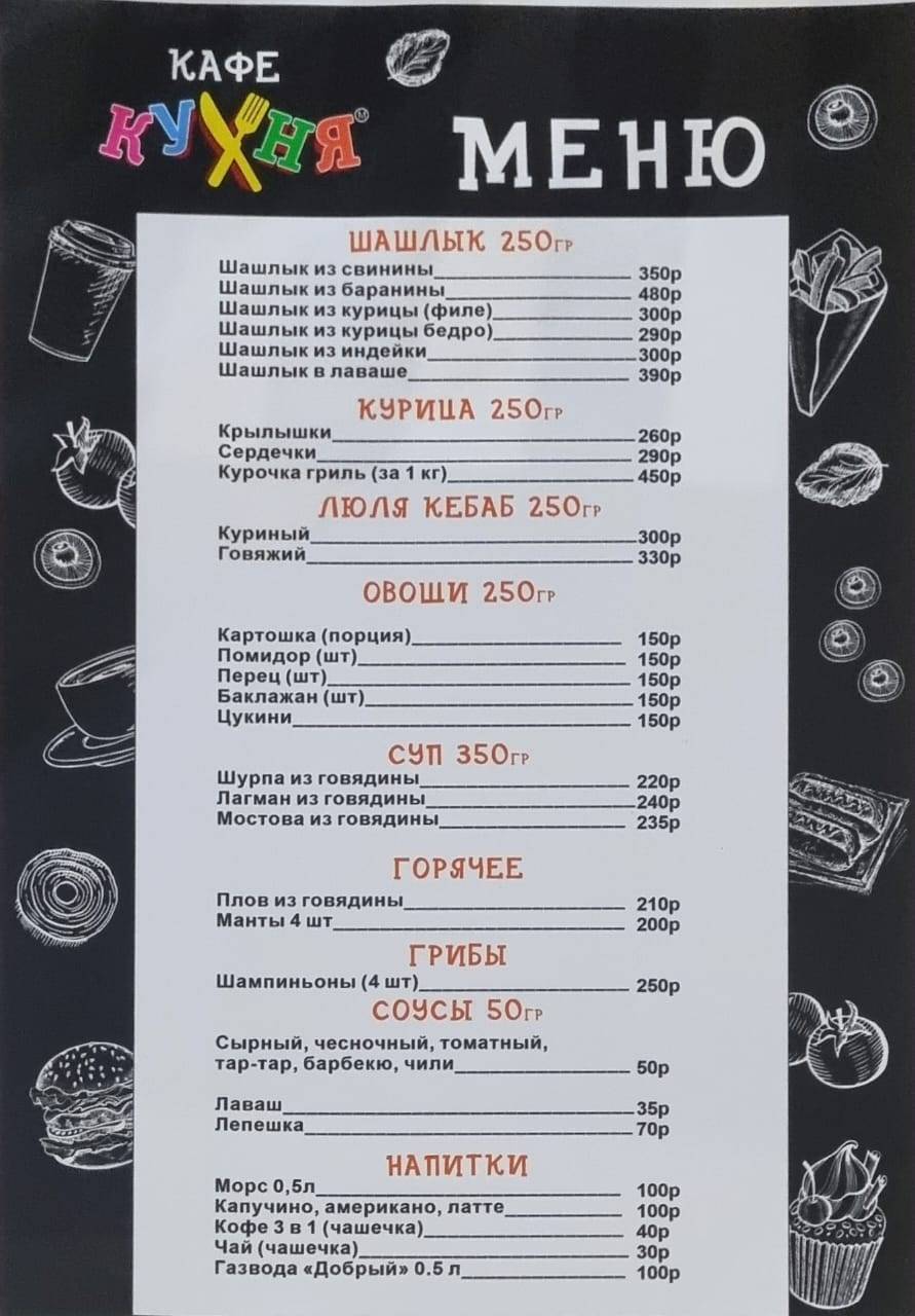 Кухня меню