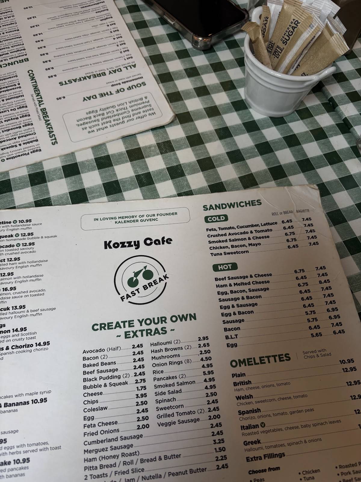 Kozzy Cafe меню