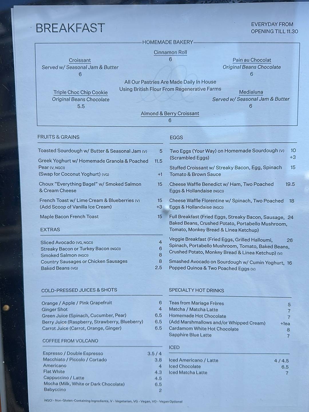Cafe Linea меню