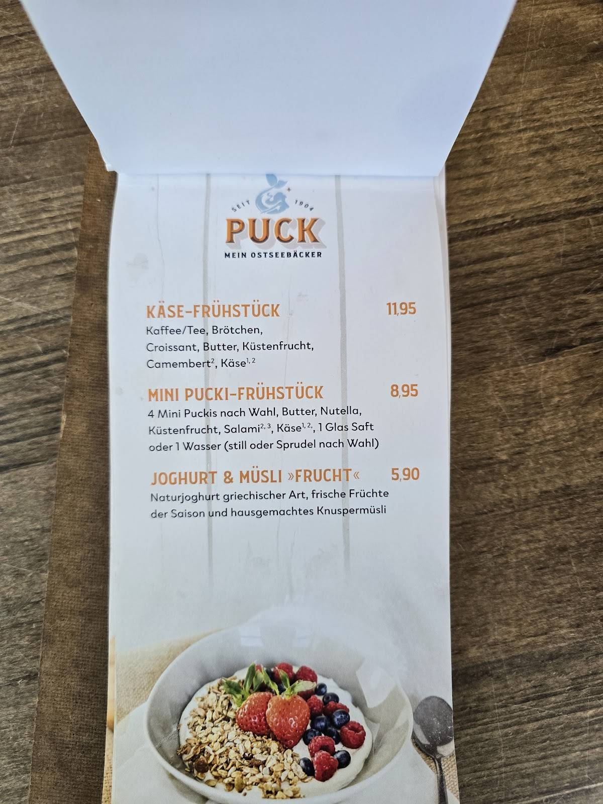 PUCK Mein Ostseebäcker меню
