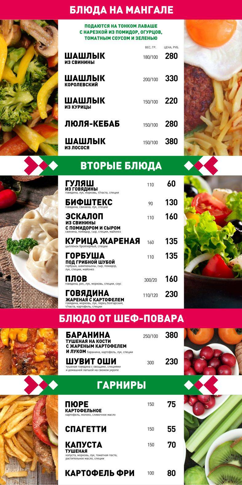Вагранская Дача меню