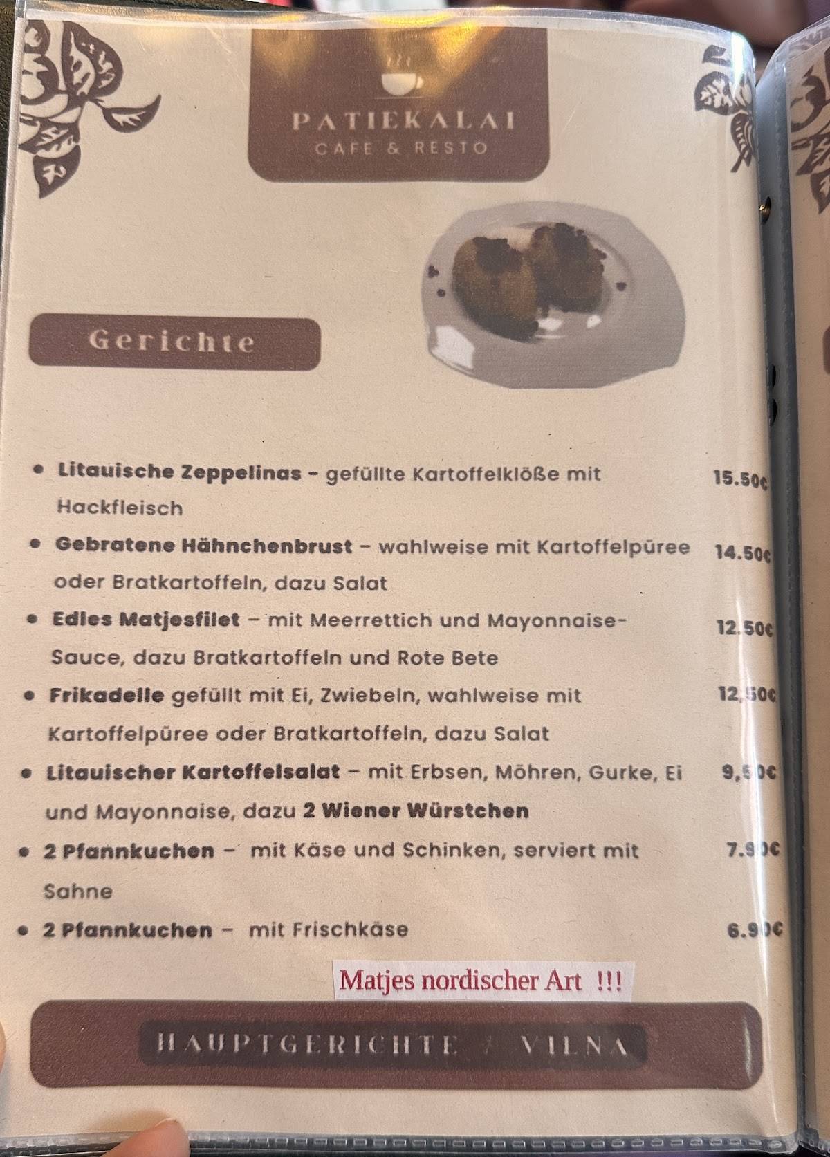 Café Vilna меню
