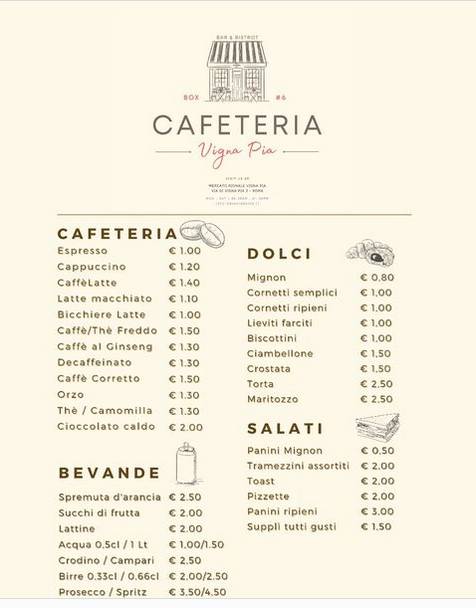 Cafeteria Vigna Pia меню