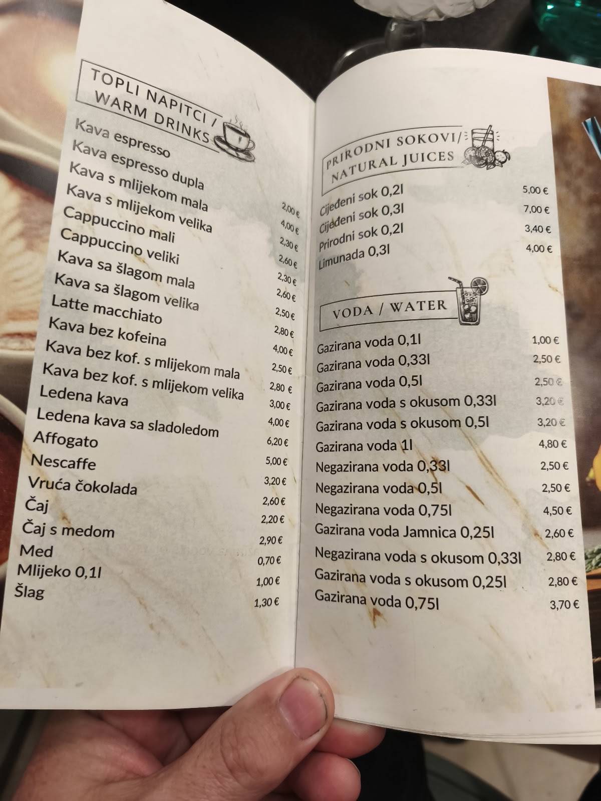 Caffe Bar Chocolato меню